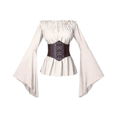 Damen Cosplay Kostüm Outfits Halloween Karneval Anzug Mittelalter Renaissance Langarm Korsett Hemd