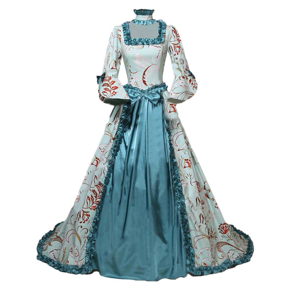 Damen Langärmliges Cosplay retro Langes Kleid Kostüm Outfits Halloween Karneval Anzug