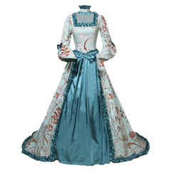 Damen Langärmliges Cosplay retro Langes Kleid Kostüm Outfits Halloween Karneval Anzug