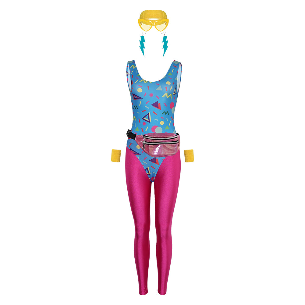 Damen Overall 80er Cosplay Kostüm Jumpsuit Outfits Halloween Karneval Anzug