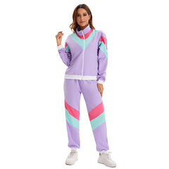 Damen Retro 70s Sportswear Hip Hop Disco Dance Cosplay Kostüm Jacke Mantel Hose Outfits Halloween Karneval Party Anzug