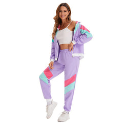 Damen Retro 70s Sportswear Hip Hop Disco Dance Cosplay Kostüm Jacke Mantel Hose Outfits Halloween Karneval Party Anzug