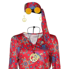 Damen Retro Cosplay Kostüm Outfits Halloween Karneval Anzug 70er Jahre Hippie