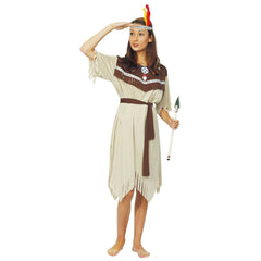 Halloween Kostüme für Erwachsene Grau-Weiß Indianer Kostüm Wilden-Kleidung für Herren & Damen