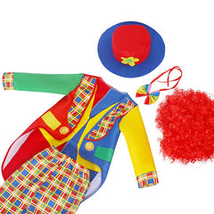 Kinder Clown Cosplay Kostüm Perücke Hut Outfits Halloween Karneval Anzug