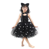 Kinder Mädchen Kleid Kätzche Tutu LED Tülle Kleid Faschingkostüm für Alltag Partykleid Geburstag Festkleid