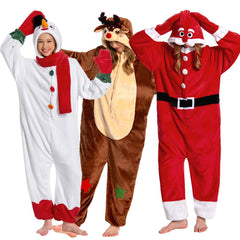 Unisex Erwachsene Familienpyjamas Weihnachten - Schneemann, Rentier Weihnachtsmann Schlafanzug einteiliger Pyjama
