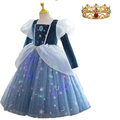 Kinder Mädchen Prinzessin blau tutu Kleid Umhang Cosplay Kostüm Halloween Karneval