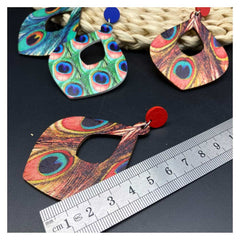 Halloween Karneval Kostüm Zubehör Bohemian Vintage Ethnic Style Pfauenfeder lange Ohrringe