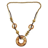 Halloween Karneval Kostüm Zubehör kreisförmige Anhänger aus Holz lange Halskette