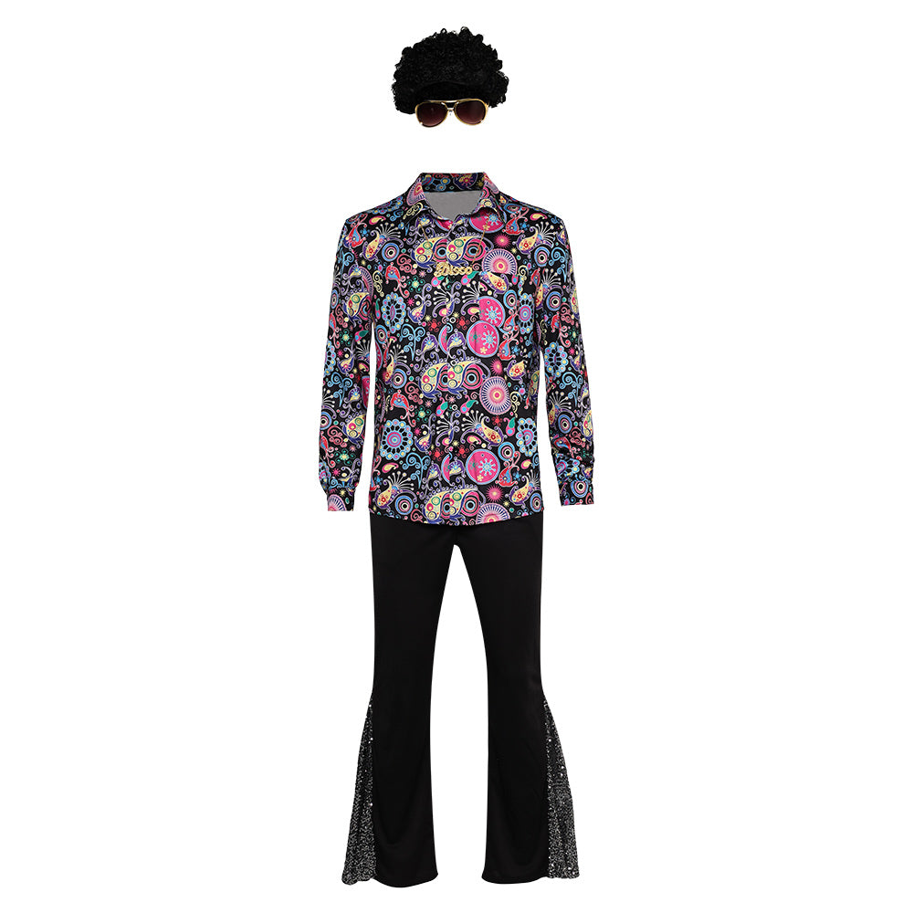 Herren 90er Muster Disco Cosplay Kostüm Outfits Halloween Karneval Anzug