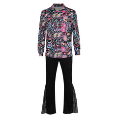 Herren 90er Muster Disco Cosplay Kostüm Outfits Halloween Karneval Anzug