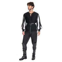 Herren Cosplay Kostüm Outfits Halloween Karneval Anzug Herrenhemd Pirat Mittelalter