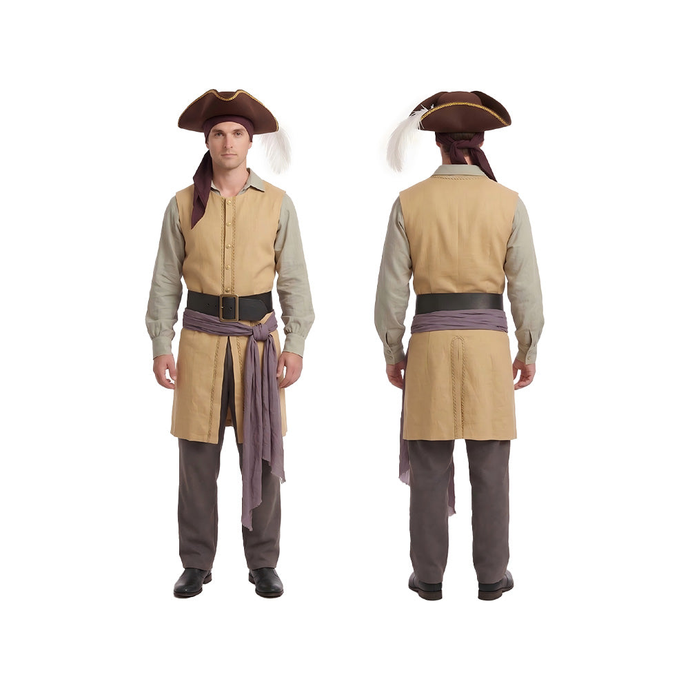 Herren gelb Kapitän Mittelalterliches Cosplay Kostüm Halloween Karneval Partys