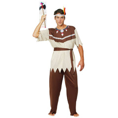 Halloween Kostüme für Erwachsene Grau-Weiß Indianer Kostüm Wilden-Kleidung für Herren & Damen