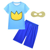 Kinder Cosplay T-shirt Shorts Augenmaske Kostüm Halloween Karneval Party Anzug Dog Man