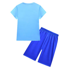 Kinder Cosplay T-shirt Shorts Augenmaske Kostüm Halloween Karneval Party Anzug Dog Man