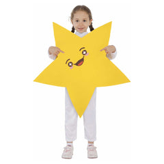Kinder fünfzackiger Stern Outfits Halloween Karneval Anzug Gelb Pentagramm Cosplay Bühnenauftritt Kostüm