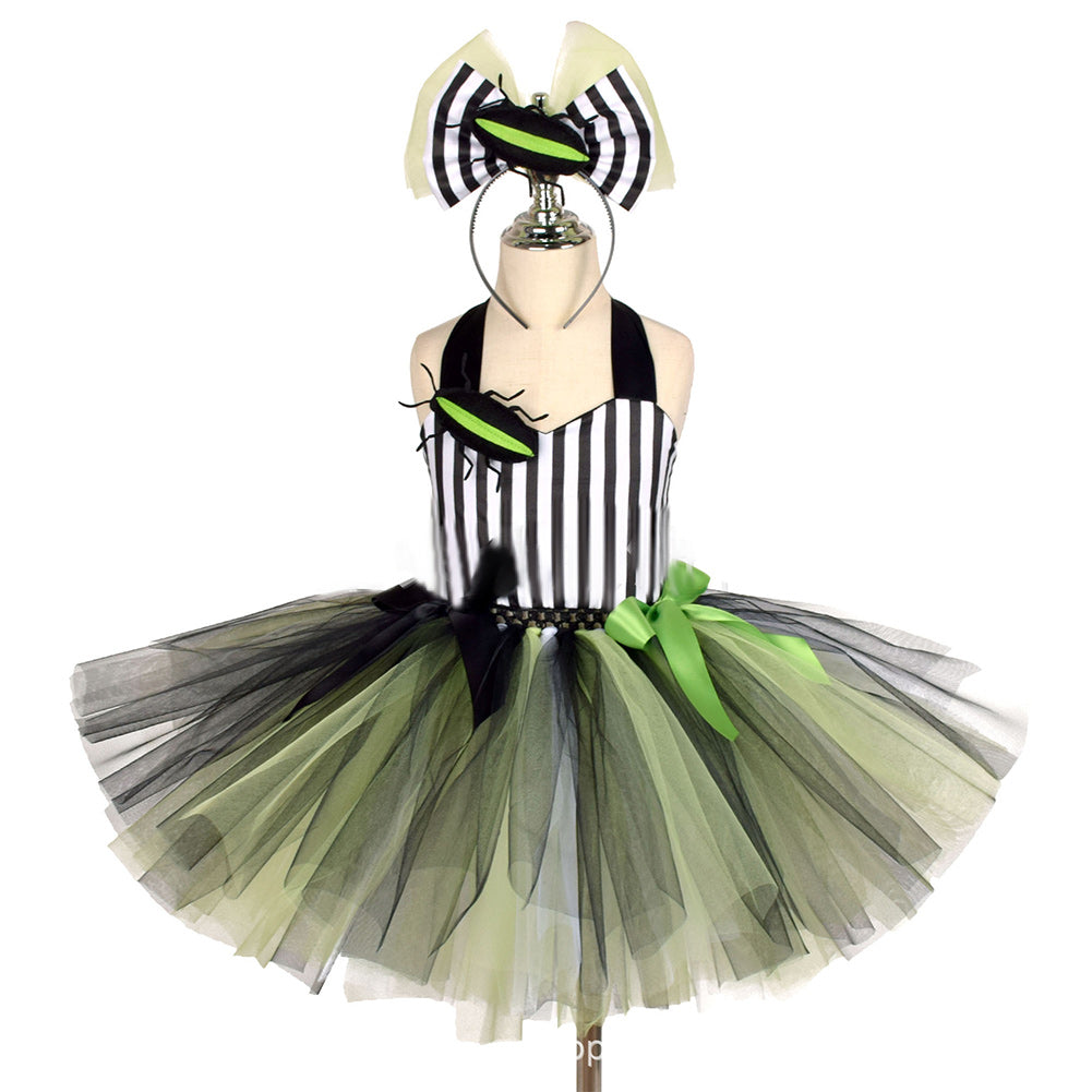 Kinder Mäcdchen tutu Kleid Beetlejuice Cosplay Kostüm Outfits Halloween Karneval Anzug