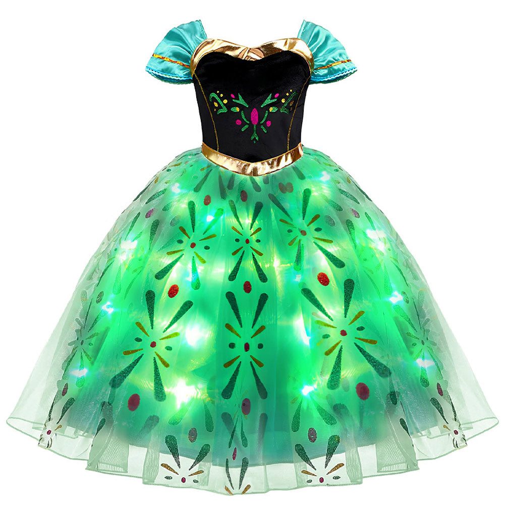 Kinder Mädchen Anna Tutu Kleid Lichterrock Cosplay Kostüm Outfits Halloween Karneval Anzug