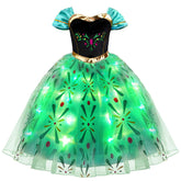 Kinder Mädchen Anna Tutu Kleid Lichterrock Cosplay Kostüm Outfits Halloween Karneval Anzug