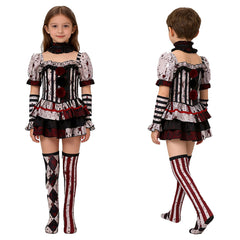 Kinder Mädchen Art the Clown Kostüm Set Terrifier Halloween Karenval Outfit