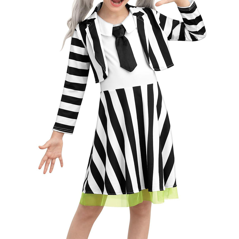 Kinder Mädchen Beetle Juice Cosplay Kostüm Halloween Karneval Party Anzug