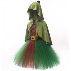 Kinder Mädchen Bogenschützin Kleid Kostüm für Halloween, Karneval oder Party – mittelalterlicher Waldjäger-Cosplay-Anzug