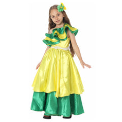 Kinder Mädchen bühnenkostüm für Performance Cosplay Halloween Karneval Party Ethnischer Stil Multifarbiges Kleid
