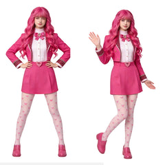 Kinder Mädchen Descendants Rosa Cosplay-Kostüm für Halloween, Karneval und Partys
