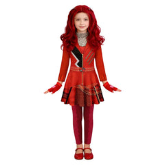 Kinder Mädchen Descendants rotes Cosplay-Kostüm für Halloween und Karnevalspartys