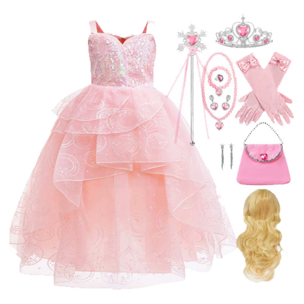 Kinder Mädchen Glinda Kleid Rosa Kostüm Halloween Karneval Party Ausrüstung