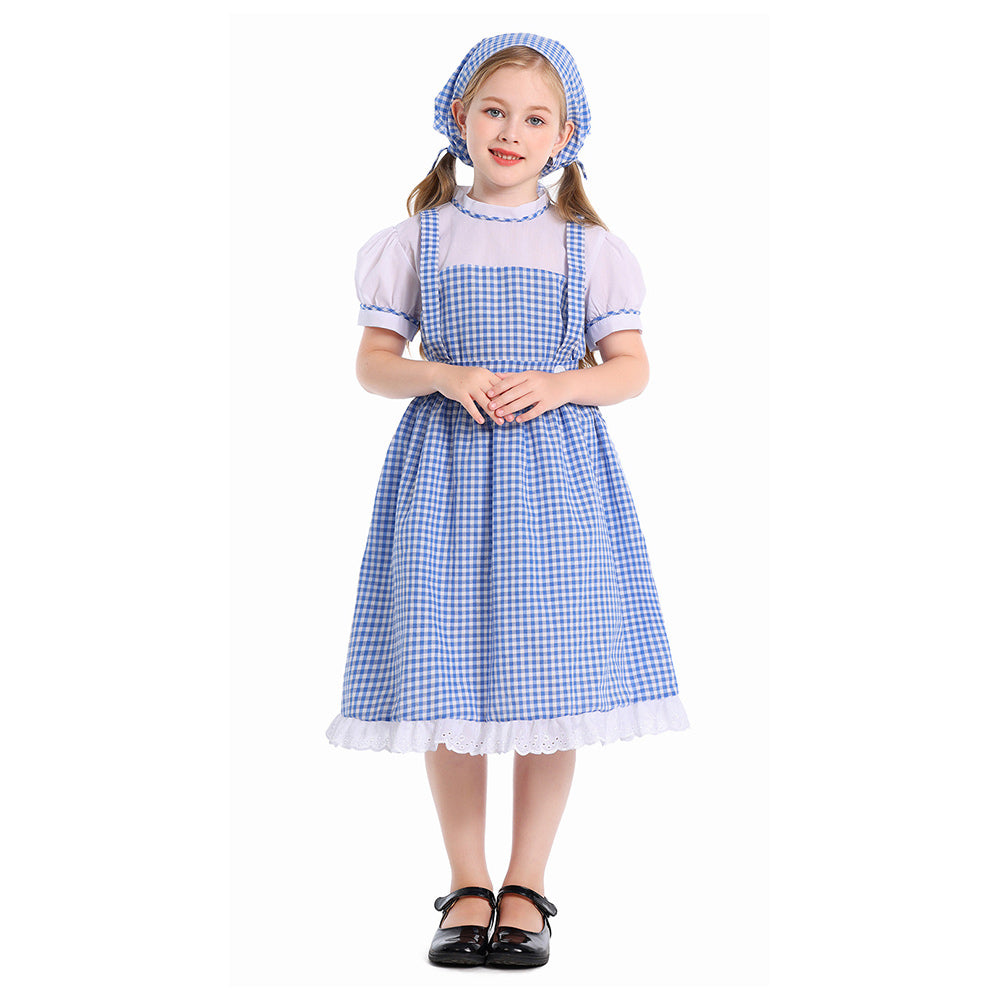 Kinder Mädchen Kleid Cosplay Kostüm Halloween Karneval Party Kostüm Pilgerin Hirtenmädchen Kleid