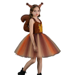 Kinder Mädchen Kleid Eichhörnchen Cosplay Kostüm Halloween Karneval Party Anzug
