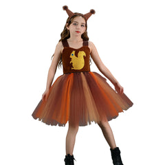 Kinder Mädchen Kleid Eichhörnchen Cosplay Kostüm Halloween Karneval Party Anzug