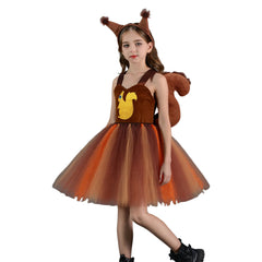 Kinder Mädchen Kleid Eichhörnchen Cosplay Kostüm Halloween Karneval Party Anzug