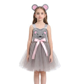 Kinder Mädchen Kleid Kostüm für Halloween, Karneval oder Party – Cartoon-Tier-Cosplay
