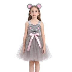 Kinder Mädchen Kleid Kostüm für Halloween, Karneval oder Party – Cartoon-Tier-Cosplay