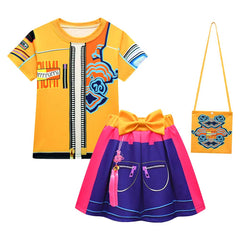 Kinder Mädchen Kleid Kpop Demon Hunters Huntrix Rumi Cosplay Kostüm Halloween Karneval Party Anzug