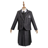 Kinder Mädchen Mittwoch Schuluniform Kostüm Addams Halloween Cosplay Outfit