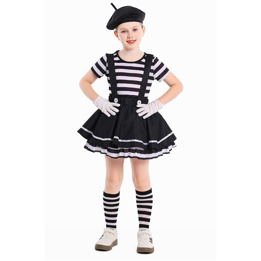 Kinder Mädchen Pantomime Kostüm Cosplay Kleidung Halloween Karneval Party Anzug