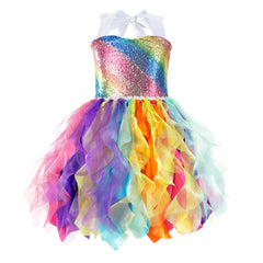 Kinder Mädchen Regenbogen tutu Kleid Prinzessin Cosplay Kostüm Outfits Halloween Karneval Anzug