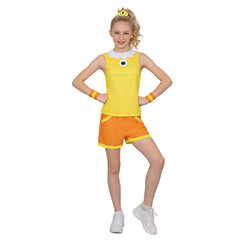 Kinder Mädchen Super Mario Prinzessin Daisy Cosplay-Kostüm für Halloween Karneval Partys