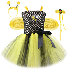 Kinder Mädchen TUTU Kleid Bienenflügel Set Mesh Rock Cosplay Kostüm Outfits Halloween Karneval Anzug