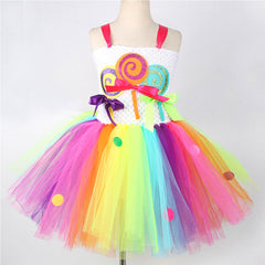 Kinder Mädchen tutu Kleid Cosplay Kostüm Outfits Halloween Karneval Anzug Bunte Süßigkeiten Eiscreme Mesh Rock
