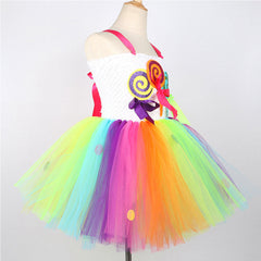 Kinder Mädchen tutu Kleid Cosplay Kostüm Outfits Halloween Karneval Anzug Bunte Süßigkeiten Eiscreme Mesh Rock