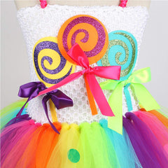Kinder Mädchen tutu Kleid Cosplay Kostüm Outfits Halloween Karneval Anzug Bunte Süßigkeiten Eiscreme Mesh Rock