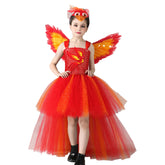 Kinder Mädchen tutu Kleid Feuer Phoenix Cosplay Mesh Rock Cosplay Kostüm Halloween Karneval Party Anzug