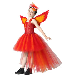 Kinder Mädchen tutu Kleid Feuer Phoenix Cosplay Mesh Rock Cosplay Kostüm Halloween Karneval Party Anzug