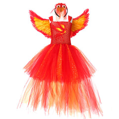 Kinder Mädchen tutu Kleid Feuer Phoenix Cosplay Mesh Rock Cosplay Kostüm Halloween Karneval Party Anzug